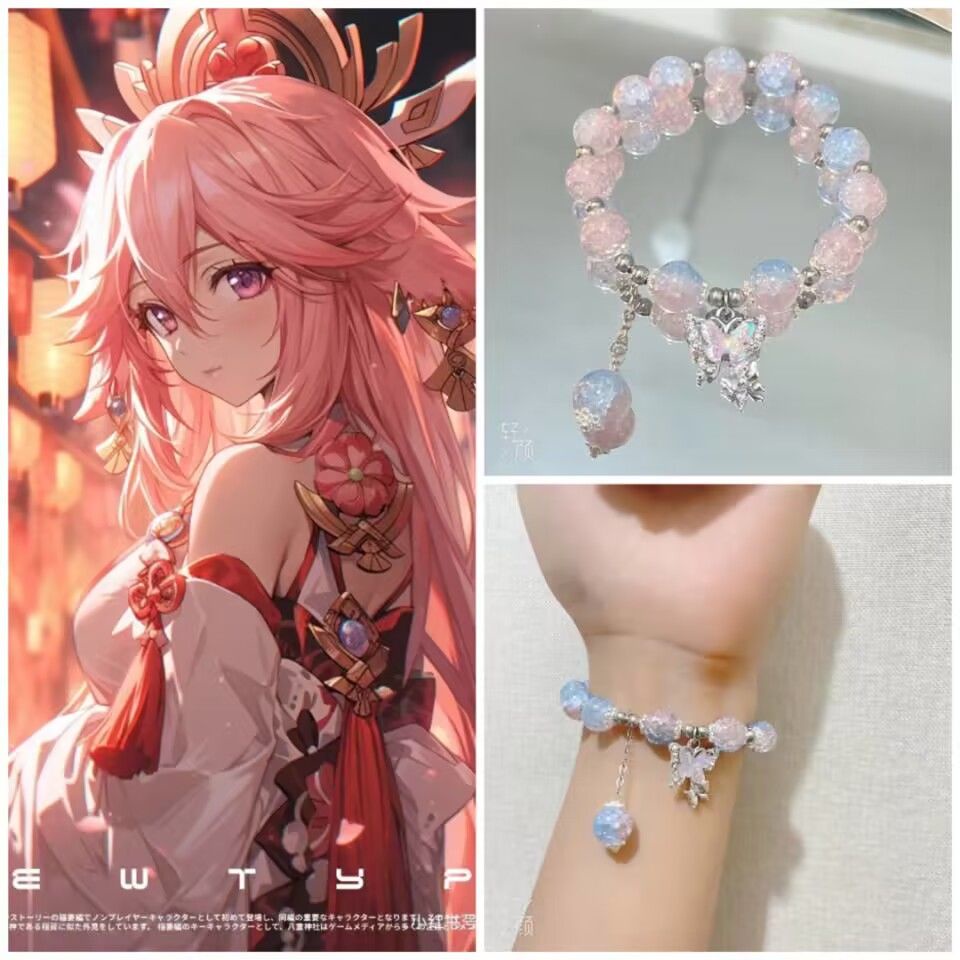 Vòng Tay Chuỗi Hạt Nhiều Màu Hình Bướm Thời Trang Ngọt Ngào Cho Nữ