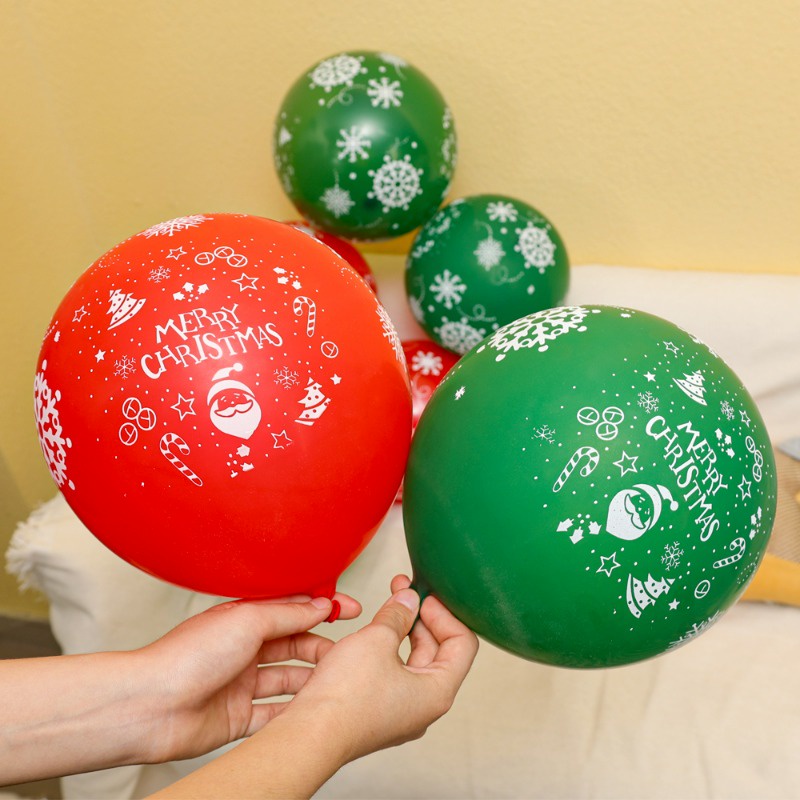 Set 10 Bong Bóng Cao Su 12 inch Trang Trí Giáng Sinh