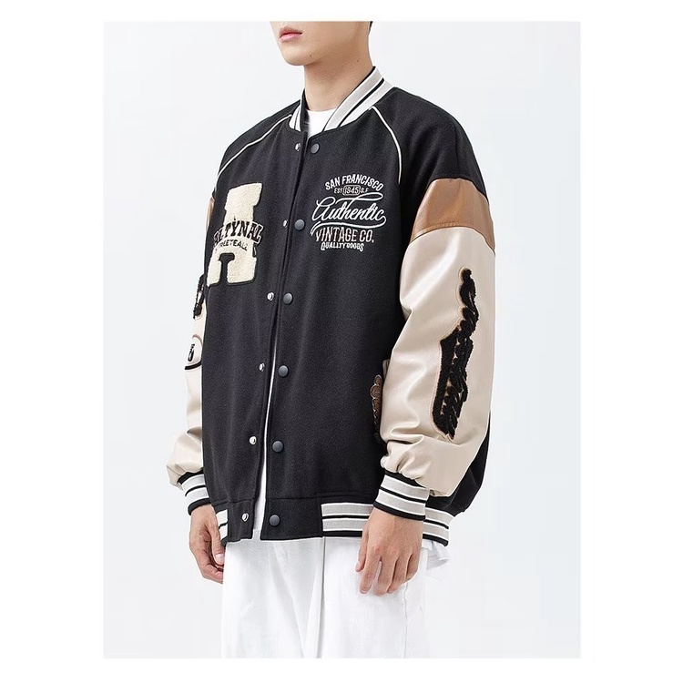 Áo Khoác Bóng Chày Dáng Rộng Thêu Họa Tiết Phong Cách Đường Phố Mỹ Cá Tính Cho Nam