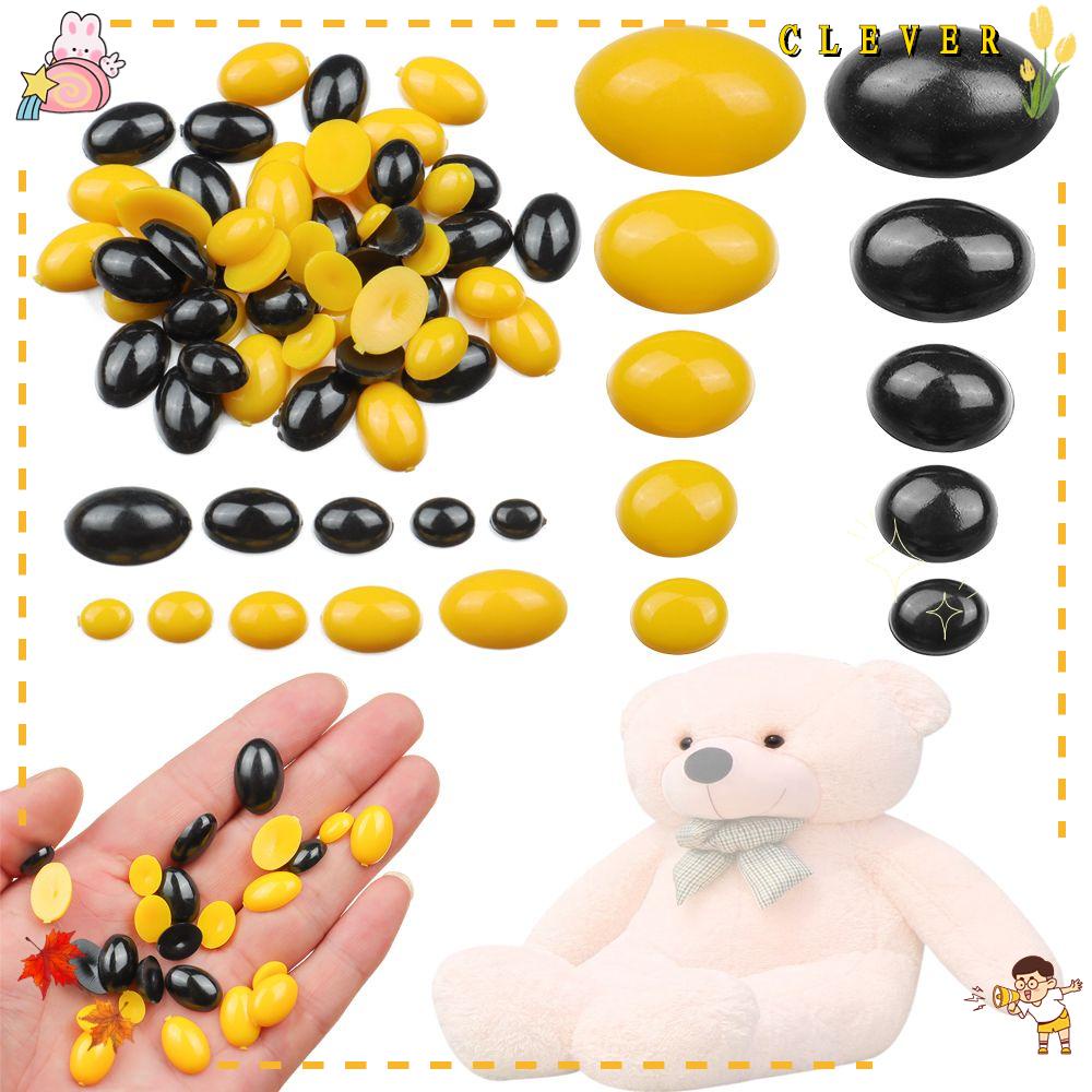 Set 100 Mắt Gấu Nhựa 5 Kích Cỡ Màu Vàng / Đen An Toàn Cho Bé