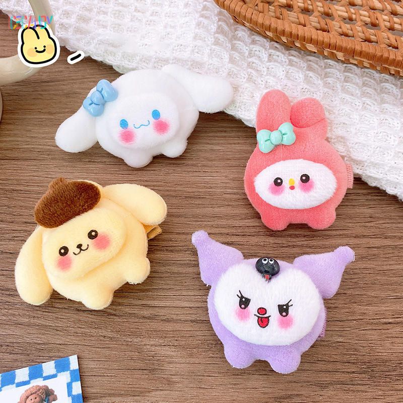 Ice🍓SANRIO Dễ Thương Kẹp Tóc Lông Xù Kiểu Hoạt Hình Đáng Yêu Cho Nữ Kiểu Hàn Quốc