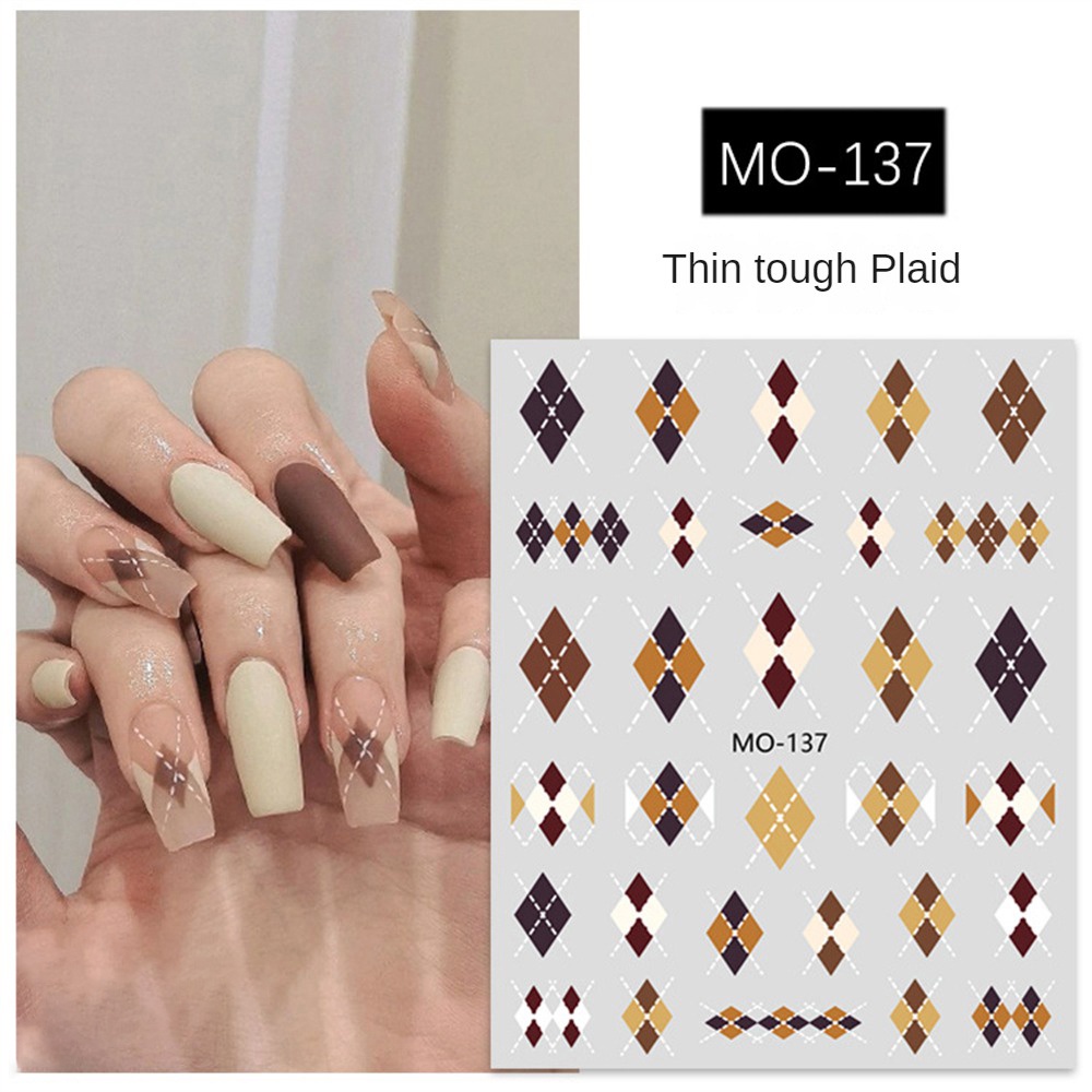 Đơn Giản Và Thời Trang Lưới Caramel Dán Móng Tay Nghệ Thuật Mùa Thu Đông Lưới Kim Cương Móng Tay Nghệ Thuật Trang Sức Dán Trang Trí Móng Tay Decal Phụ Kiện JULYSTAR