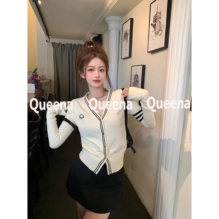 Queena Áo Len áo khoác cardigan Comfortable Casual xu hướng Popular WMY2393F7Z 40Z231007