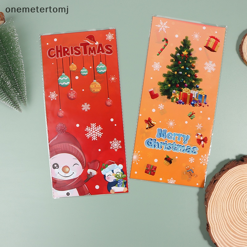 Onemetertomj Set 50 Túi Nhựa Đựng Bánh Kẹo Quà Giáng Sinh