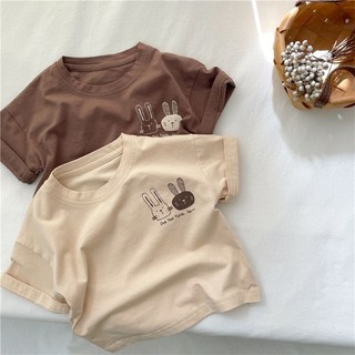 Áo thun cotton tay ngắn cổ tròn màu trơn mẫu mới 2023 dành cho bé trai bé gái