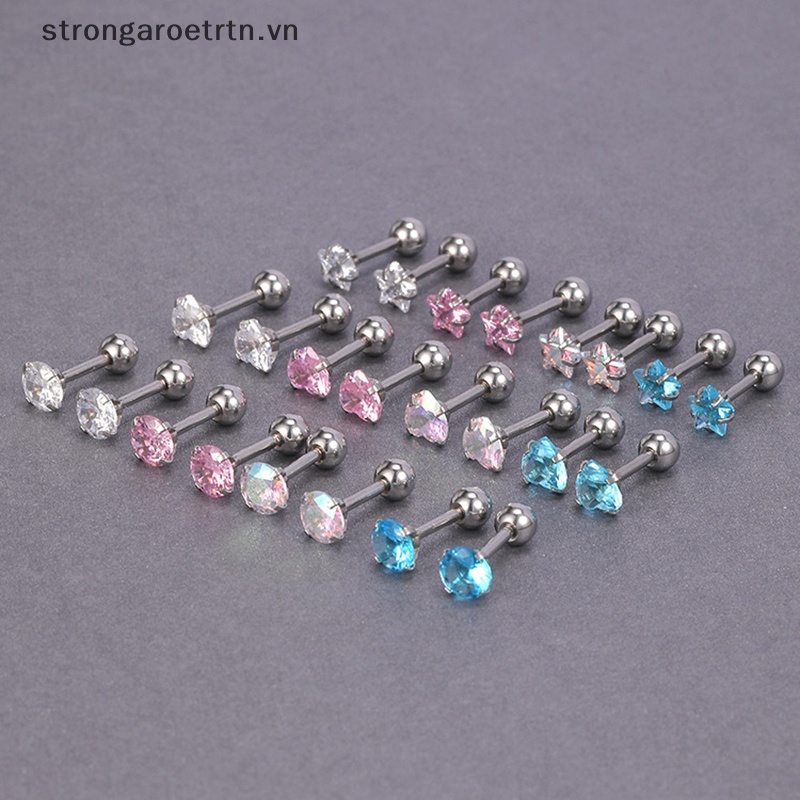1 Đôi Khuyên Tai Đính Đá zircon Đơn Giản Bằng Thép Không Gỉ Thời Trang Dự Tiệc Cho Nữ