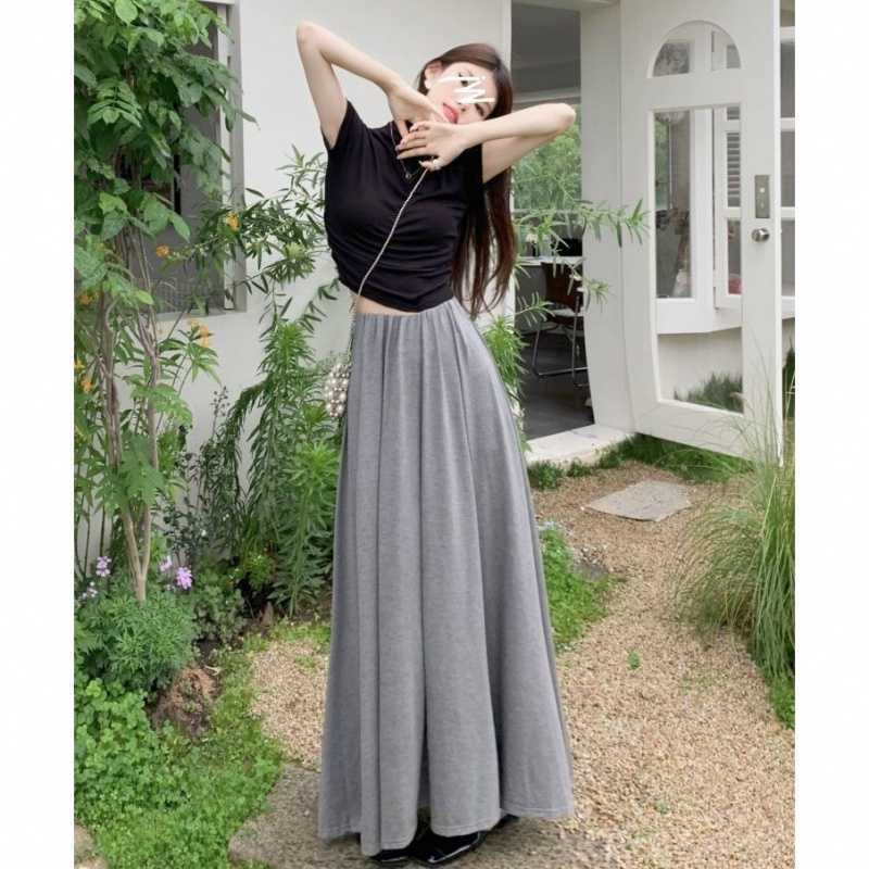 Chân Váy Đen Dáng Chữ a Dài Tới Mắt Cá Chân Kiểu Pháp Thời Trang Mùa Hè Cho Nữ