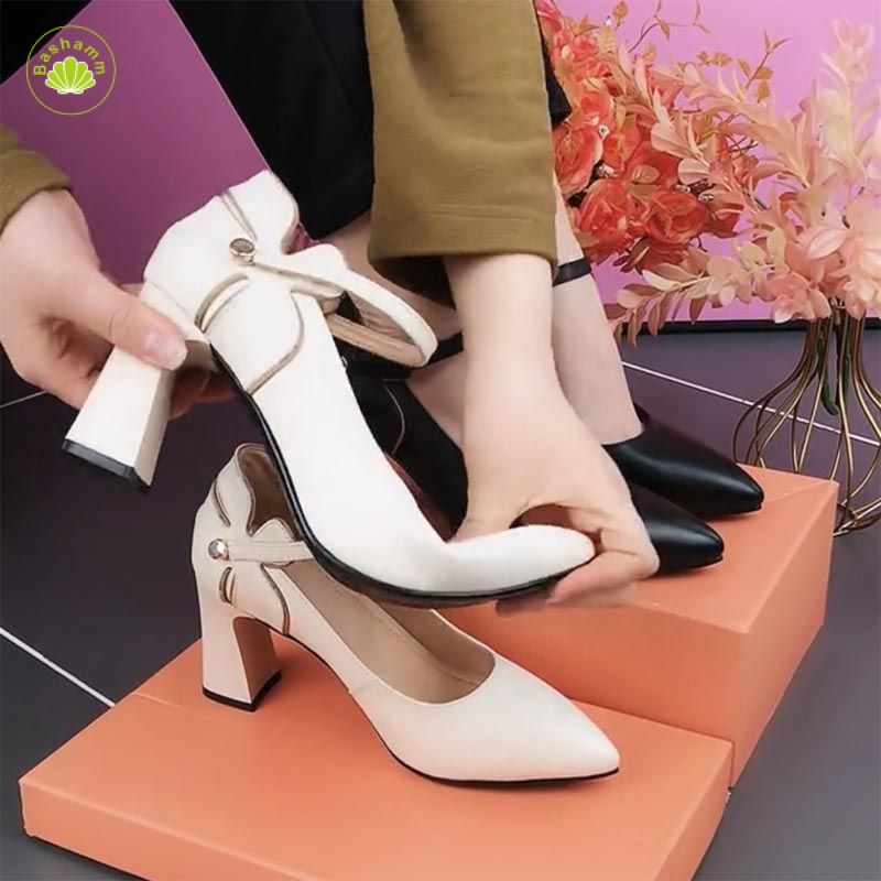 Bashamm Sandal Cao Gót Bằng Da Thật Thời Trang Mùa Hè 2023 Dành Cho Nữ