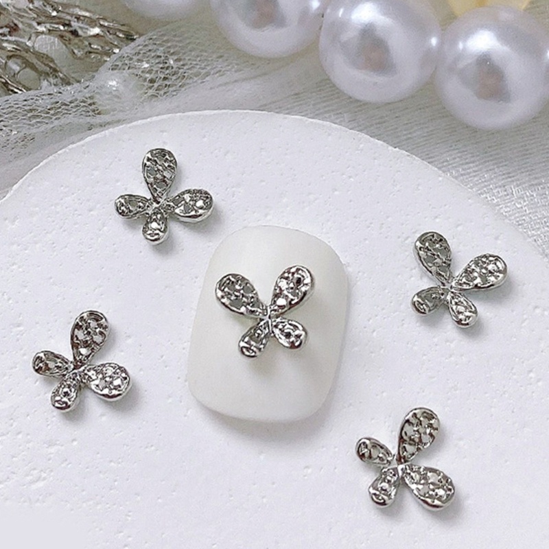 Bộ 10 Phụ Kiện Trang Trí Móng Tay Hình Bướm 3d Bằng Hợp Kim Xinh Xắn