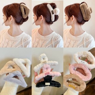 Kẹp tóc phủ lông thời trang thu đông hàn quốc đơn giản cho nữ