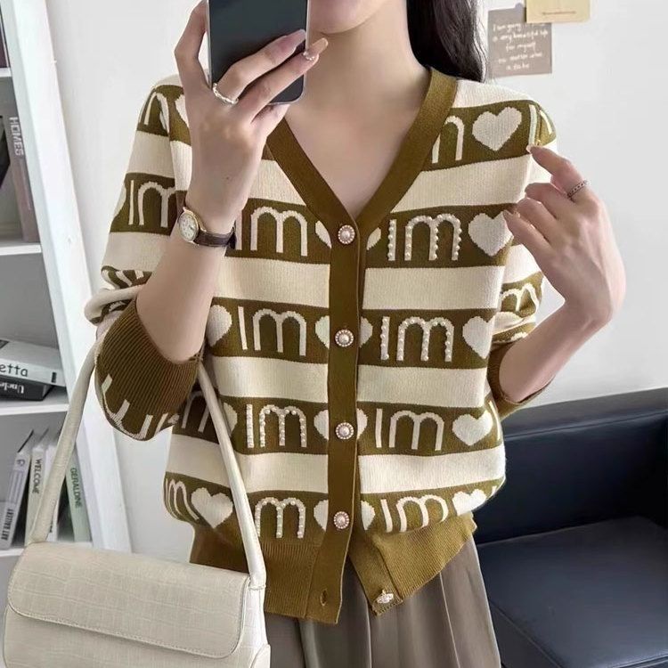 Áo Khoác cardigan Cổ v Tay Dài In Chữ Thời Trang Xuân Thu 2023