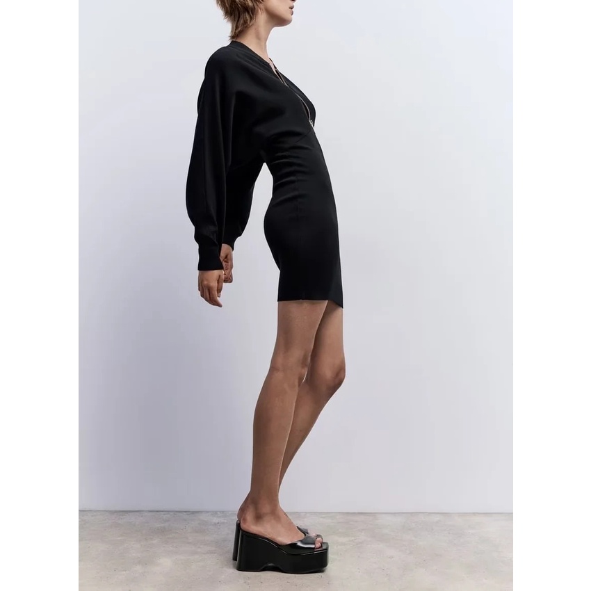 Zara Áo Khoác bomber Dệt Kim Phối Khoá Kéo Thời Trang Mùa Thu Cho Nữ 4938108