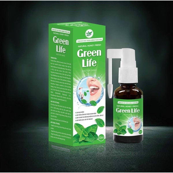 (Qùa tặng,sẵn) tinh dầu xịt thơm miệng thảo mộc Green Life hộp 30ml giúp làm sạch miệng,khử mùi hôi trong khoang miệng