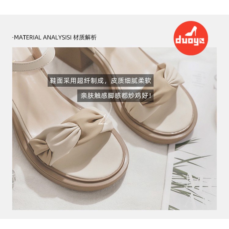 Duoya Tóc Thẳng ~  Giày Cao Gót Sandal Đế Dày Thời Trang Dễ Phối Đồ Cho Nữ Miễn Phí Vận Chuyển
