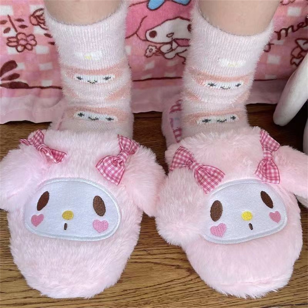 Sanrio Vớ Ngủ Nhung Dày Dặn Giữ Ấm Hình kuromi mymelody cinnamoroll Dễ Thương Cho Bé Gái