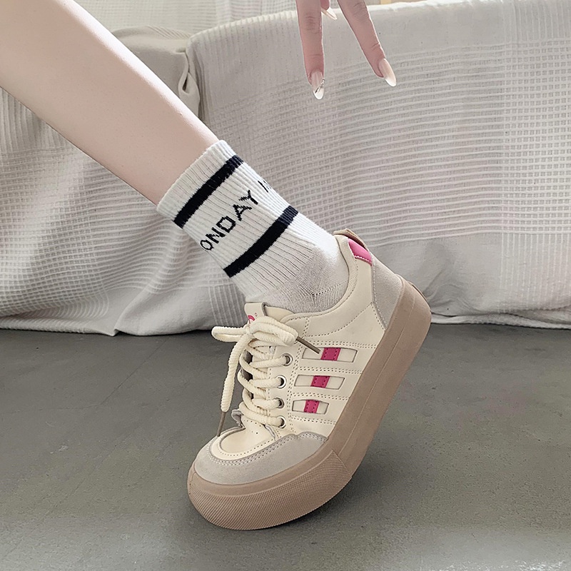 Clemine Giày Thể Thao Da Phong Cách retro Thời Trang Cho Nữ