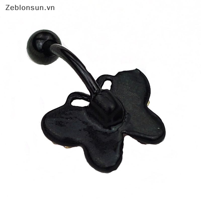 Khuyên Rốn Bằng Thép Không Gỉ Đính Đá zircon Hình Bướm Chất Lượng Cao Quyến Rũ