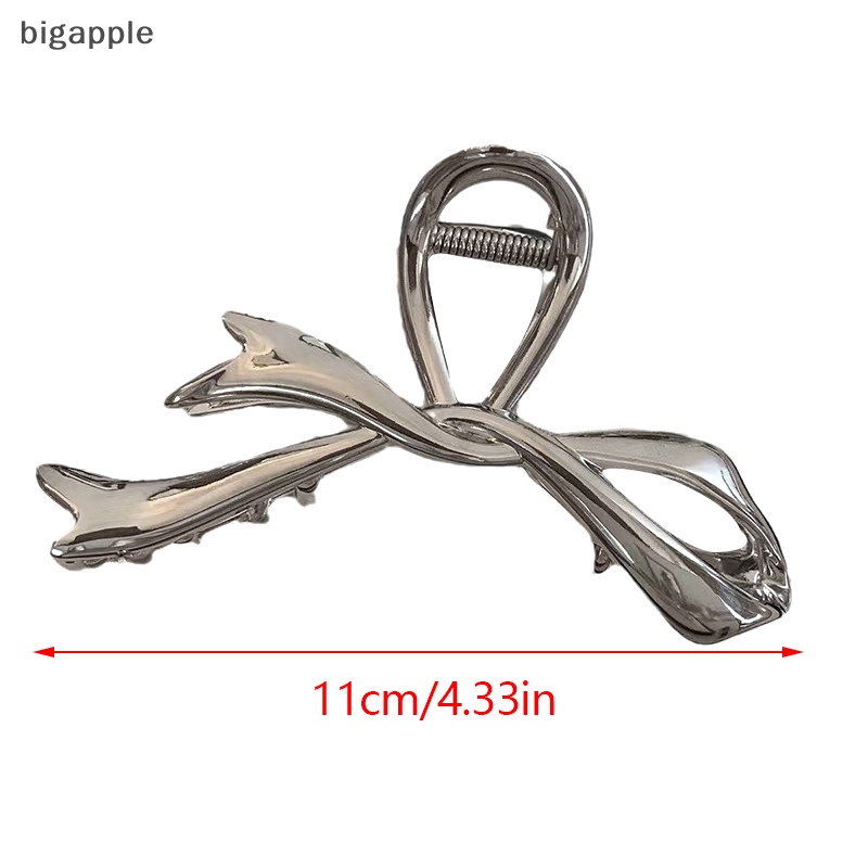 Bigapple Kẹp Tóc Bằng Kim Loại Hình Nơ / Cá Mập Màu Bạc Phong Cách Móng Vuốt Nâng Cao 2023 rdg