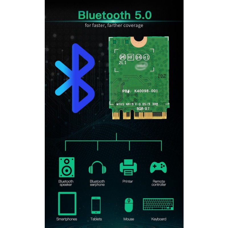 Thẻ wifi Không Dây mini pci-e wi-fi 6 adapter intel ax210 3000mbps bluetooth 5.0 802.11A / ac 2.4g / 5g 160mhz