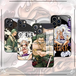 Ốp Điện Thoại Kính Cường Lực In Hình anime one piece nica luffy zoro Cho iphone 11 14 15 plus pro max x xs xsmax