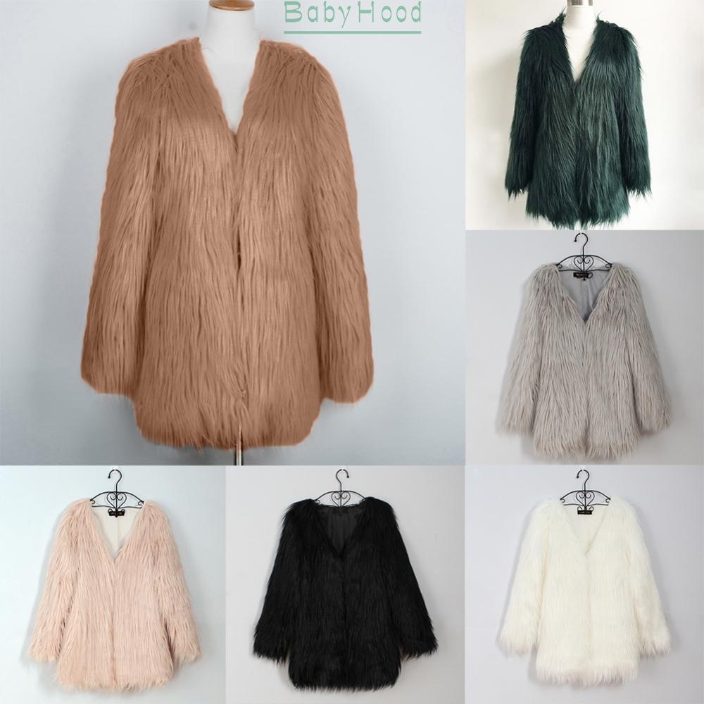 Women Faux Fur V-Neck Shaggy Jacket Winter Cropped Coat Warm Outwear Cardigan#BBHOOD