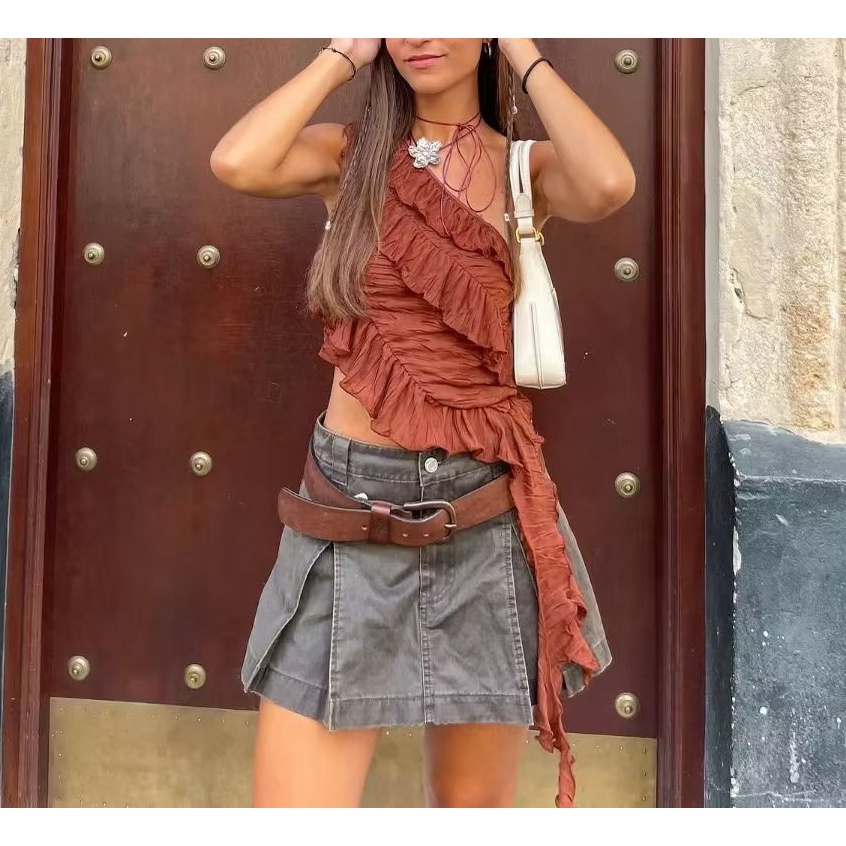 Zara Áo Không Tay Thiết Kế Xếp Ly Nhỏ Nhắn Xinh Xắn Thời Trang Mùa Thu Cho Nữ 0219800