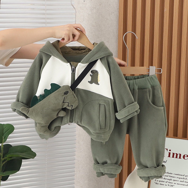 Bộ Đồ Hai Mảnh Áo Hoodie + Quần Dài Phong Cách Hàn Quốc Thời Trang Thu Đông Mới Dành Cho Bé Trai
