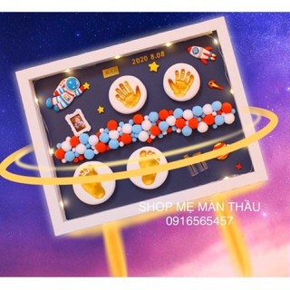[sẵn] [Kèm hộp quà tặng] Bộ khung ảnh in dấu tay chân cho bé trai bé gái New [TẶNG MÓC KHOÁ]