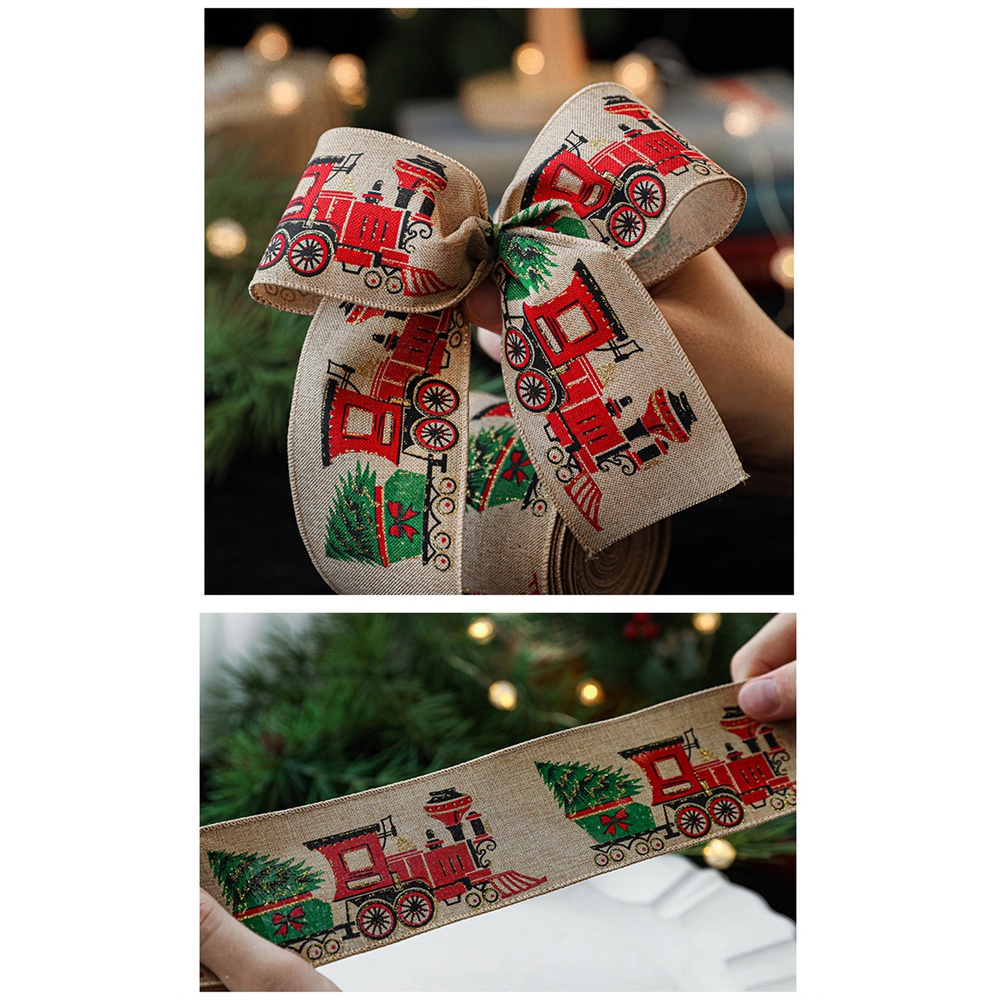 Giả Vải Lanh Bảo Vệ Môi Trường Lành Mạnh Ruy Băng Trang Trí Giáng Sinh Xe Ô Tô Hoa Giáng Sinh Nơ Ruy Băng Bông Tuyết Trang Trí Giáng Sinh