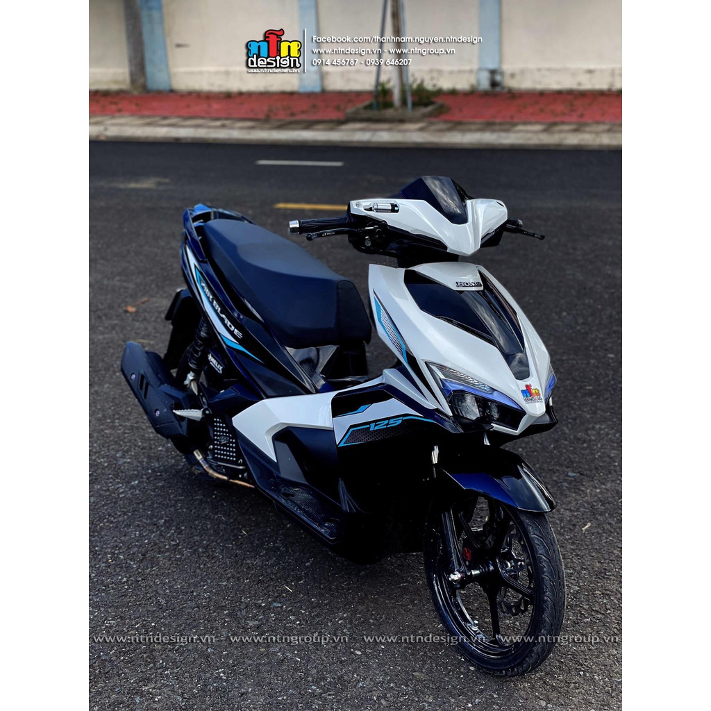Tem rời AirBlade AB 125 xe đen - mẫu chỉ xanh trắng đơn giản - không bay màu
