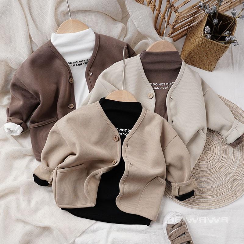 Áo Khoác cardigan Tay Dài Dáng Rộng Bằng Vải cotton Thời Trang Mùa Thu Phong Cách Hàn Quốc Cho Bé Trai