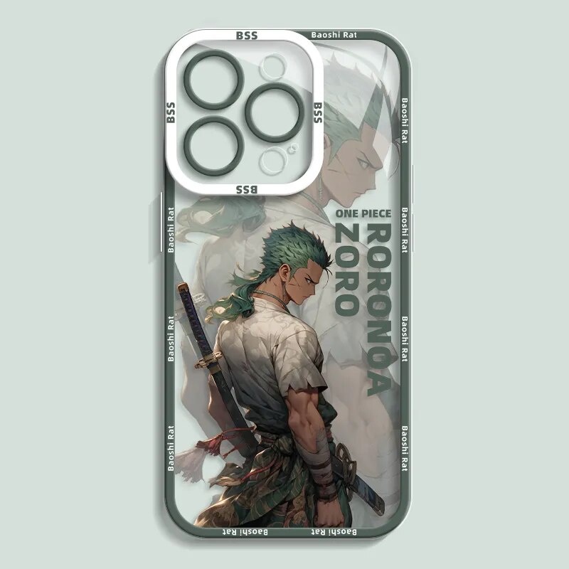 Ốp lưng iphone cạnh vuông Roronoa Zoro One Piece Clear /8plus/x/xs/11/12/pro/max/plus/promax