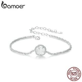 Bamoer vòng tay bạc 925 mặt hình hoa hồng