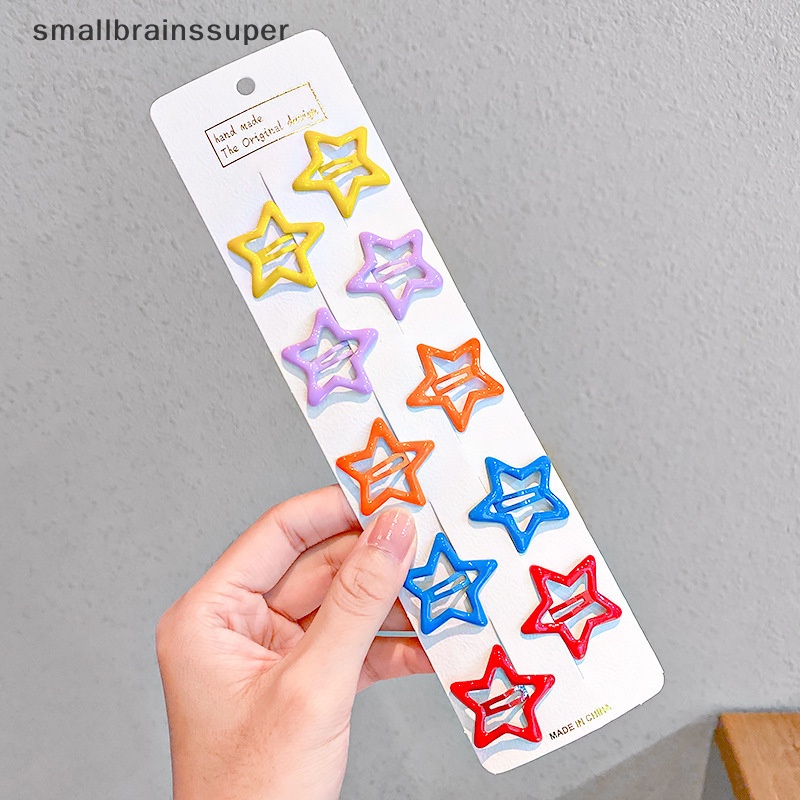 Set 10 Kẹp Tóc Hình Ngôi Sao / Giọt Nước Nhiều Màu Sắc Dễ Thương Cho Bé Gái