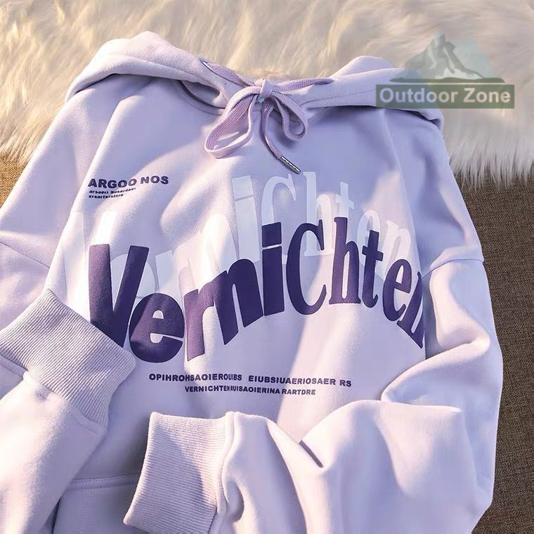 Áo hoodie Mùa Thu Và Mùa Đông Dáng Suông Có In Chữ Thương Hiệu Thời Trang Mới Màu Tím taro Cho Nam Và Nữ