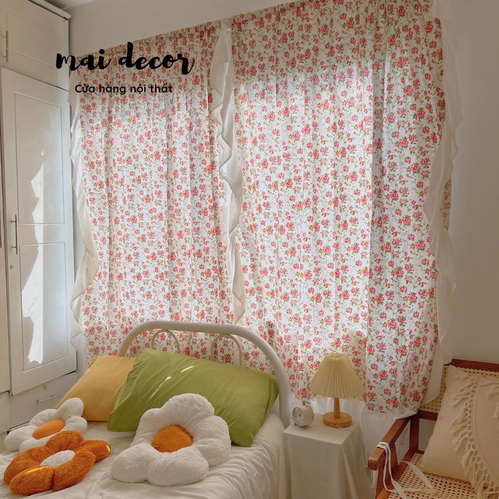 Rèm Hoa Hồng Rèm Treo Cửa Sổ, Rèm Cửa Ra Vào Phong Cách Đồng Quê Nước Pháp Thơ Mộng