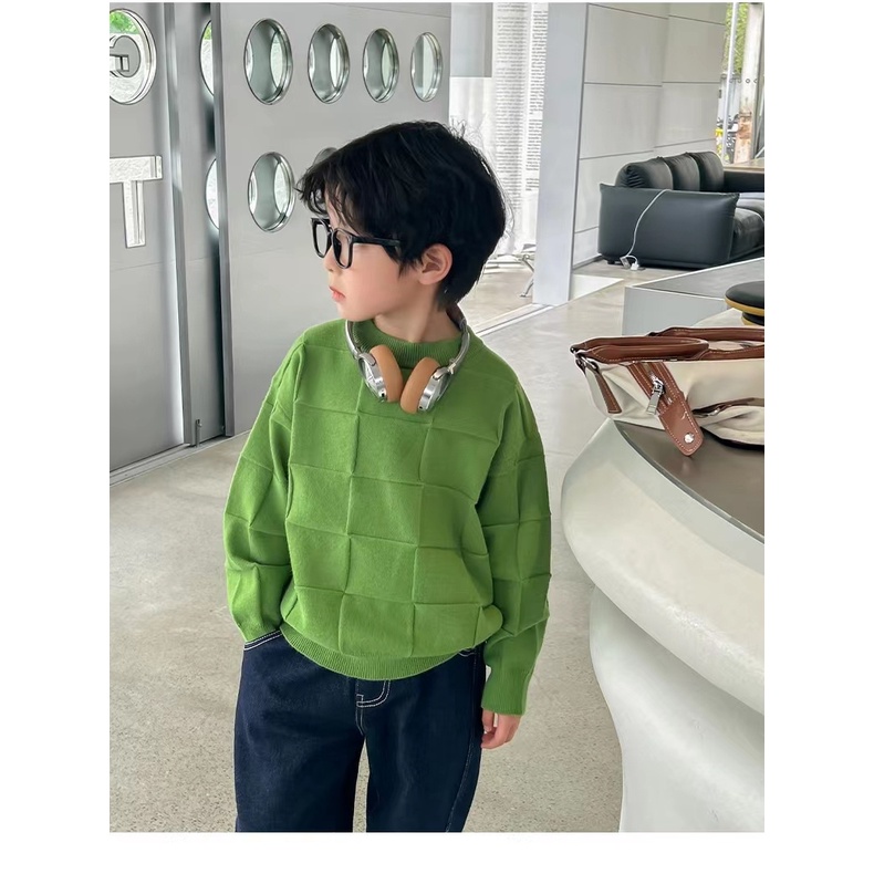 Áo Sweater Họa Tiết Kẻ Ô Phong Cách Mới Thời Trang Xuân Thu 2023 Dành Cho Bé Trai