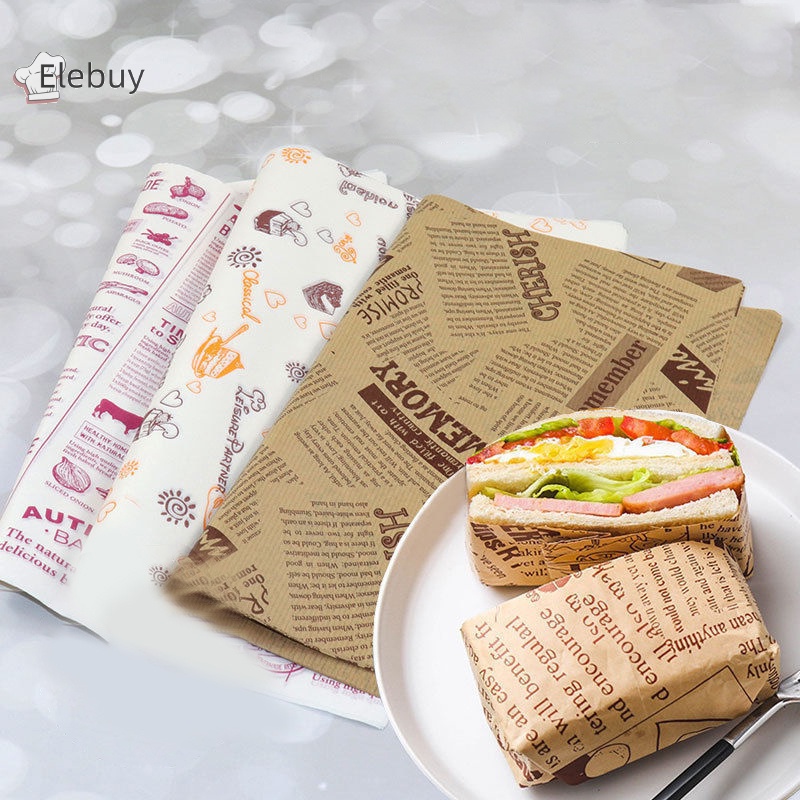 Bộ 50 Giấy Gói Bánh Mì sandwich Khoai Tây Chiên Chống Dầu