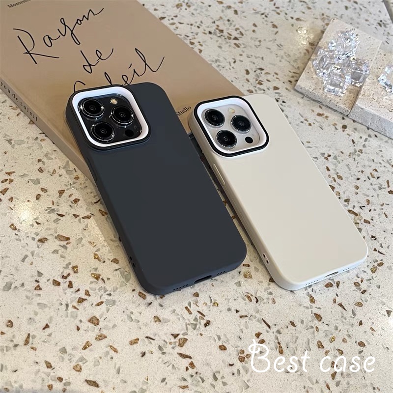 Ốp Điện Thoại Mềm Nhám Màu Trơn Đơn Giản Cho iphone 11 12 13 14 15 pro max