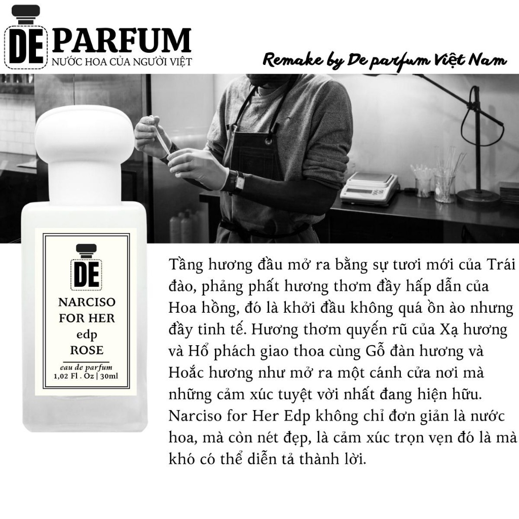 Nước hoa Narciso hồng For her De Parfum chính hãng 30ml thơm lâu hương phấn hoa ngọt ngào