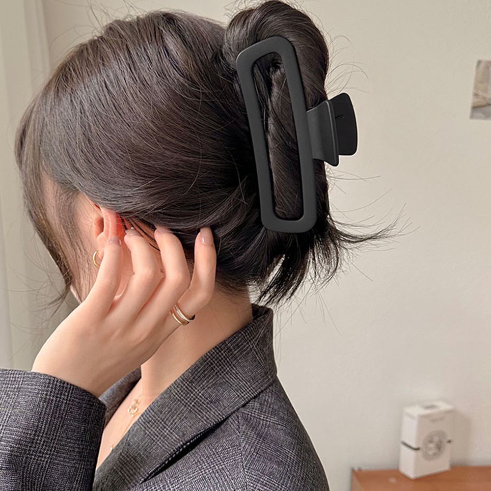 1 Kẹp Tóc Hình Chữ Nhật Màu Nâu Nhám 13cm Phong Cách Tối Giản Thời Trang