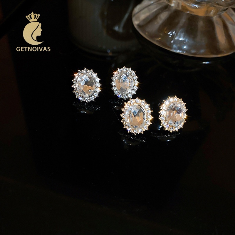 Khuyên Tai Thời Trang Đính Đá Phong Cách Hàn Quốc