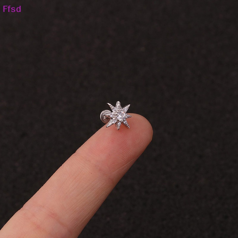 Khuyên Tai Đinh Tán Bằng Thép Không Gỉ Đính Đá zircon Hình Vương Miện Thời Trang Dự Tiệc Cho Nữ