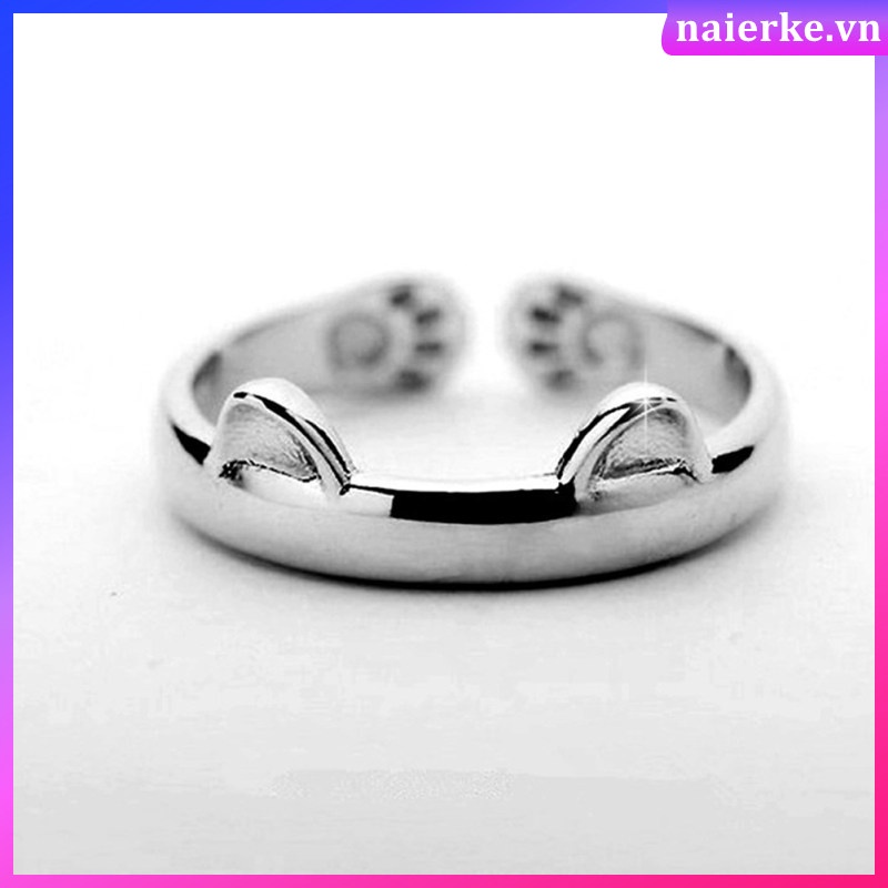 Nhẫn Hở Mạ Bạc 925 Hình Bàn Chân Mèo Lấp Lánh Có Thể Điều Chỉnh Làm Quà Tặng Giáng Sinh / Đám Cưới Cho Nữ