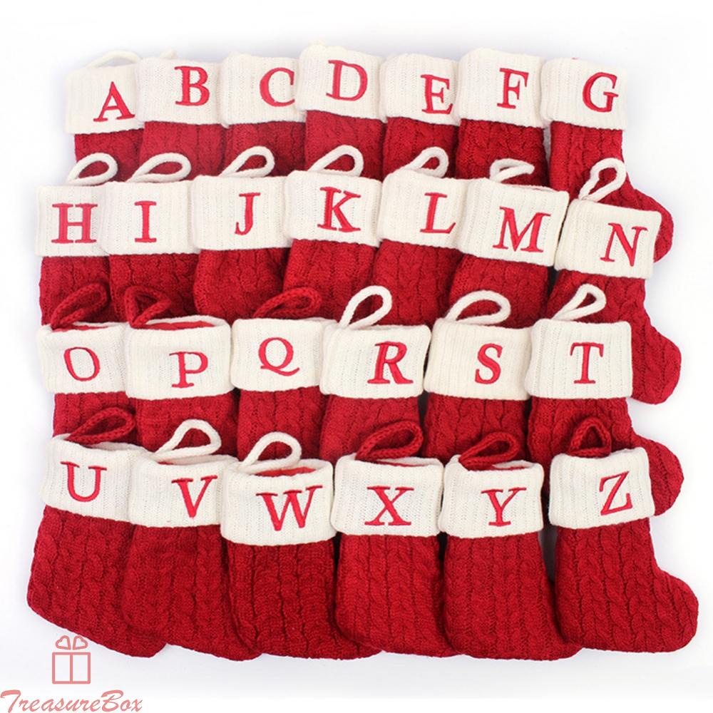 Fashionable Christmas Stockings with Red Snowflakes and Alphabet Decoration