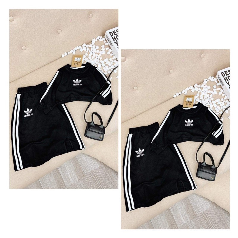 Set áo dài tay kèm chân váy dài cho bé gái 10-30kg