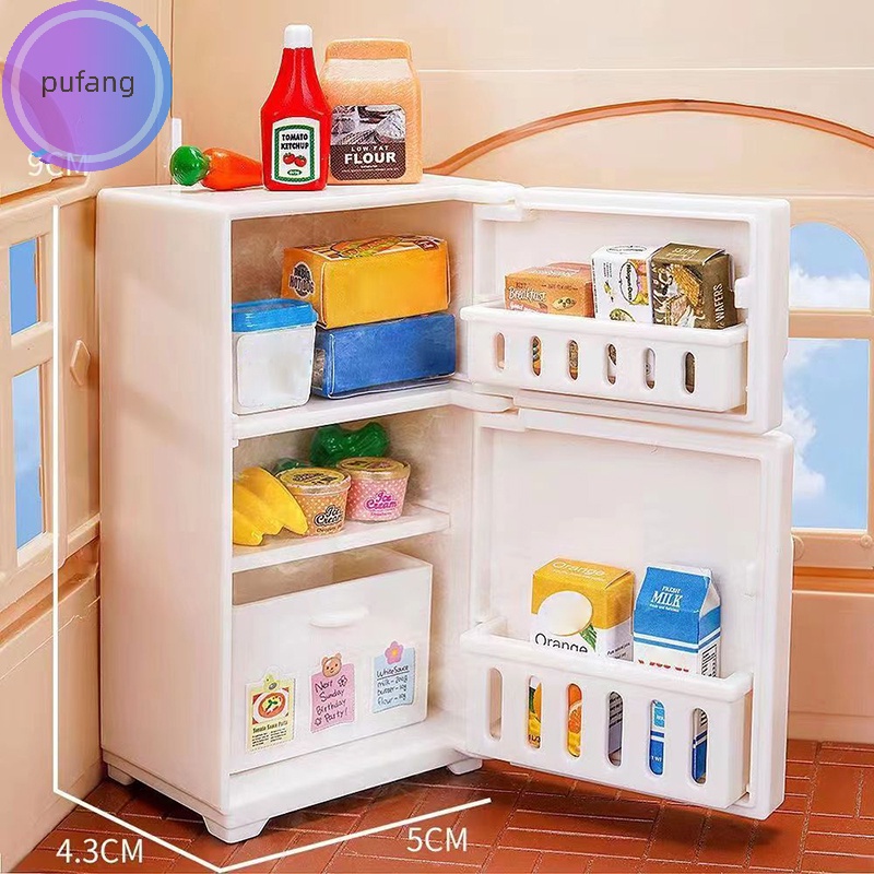 Pufang Tủ Lạnh Đồ Chơi mini Màu Trắng Tỉ Lệ 1 / 12 Trang Trí Nhà Búp Bê vn