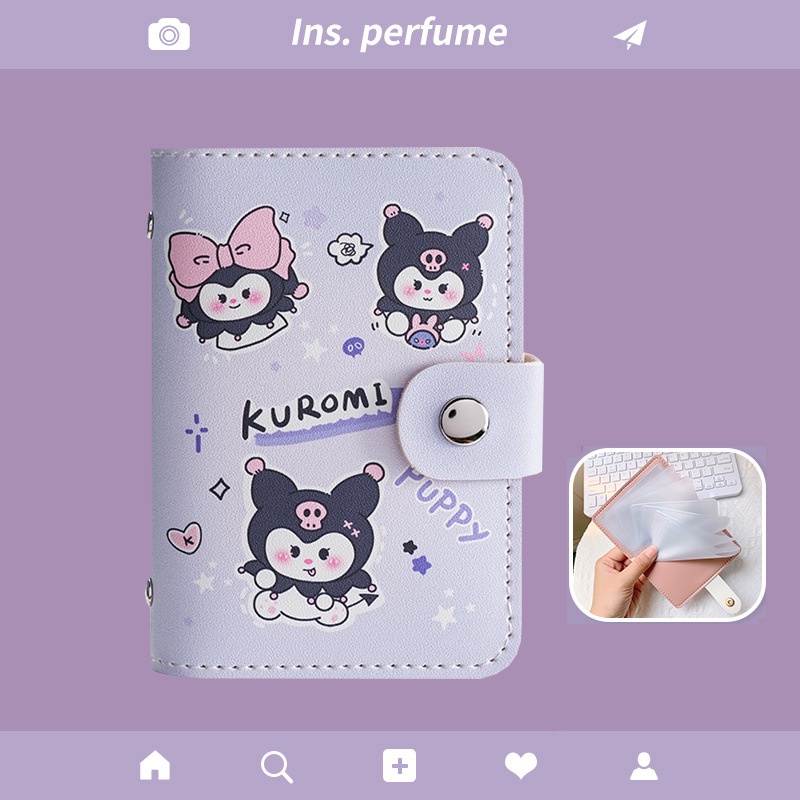Túi Đựng Thẻ Bằng Da pu Họa Tiết kuromi sanrio Hoạt Hình Dễ Thương Làm Quà Tặng Cho Học Sinh Trẻ Em