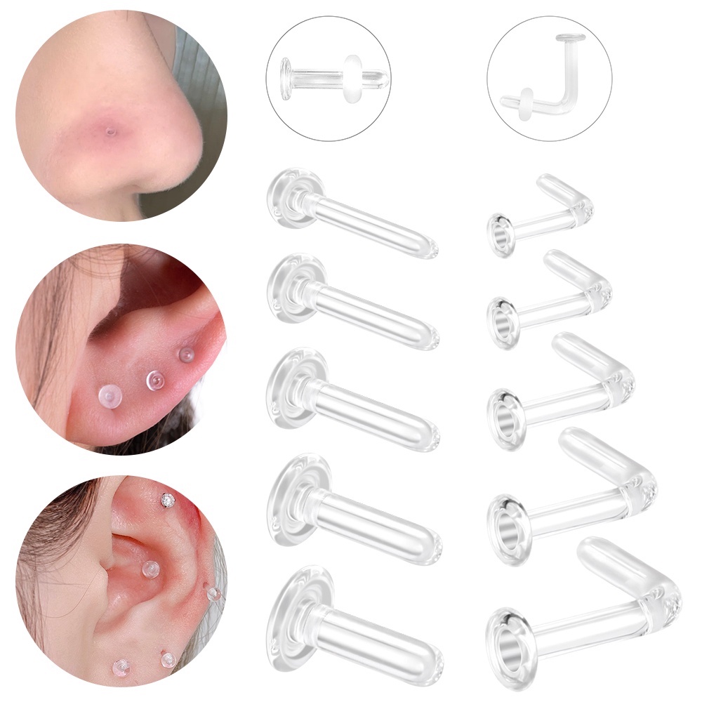 1 Khuyên Mũi Thủy Tinh Trong Suốt Chống Dị Ứng Cho Nam Nữ