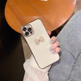 Ốp Điện Thoại Đính Nơ Ngọc Trai Cho Iphone 7 7 plus 8 8 plus xs xr 11 12 13 14 pro plus promax